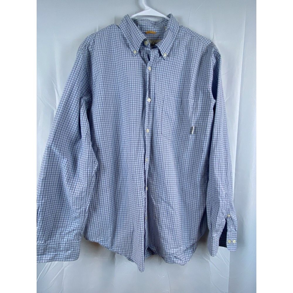 Timberland 100% Cotton Button Down Long Sleeve‎ Blue Plaid Men's Size Large